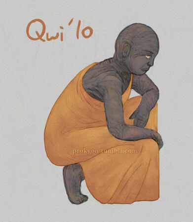 Qwi&#39;lo with her robe made of sand
